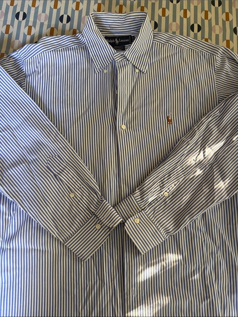 Ralph Lauren Navy & White‎ Striped Cotton Button-Down Shirt